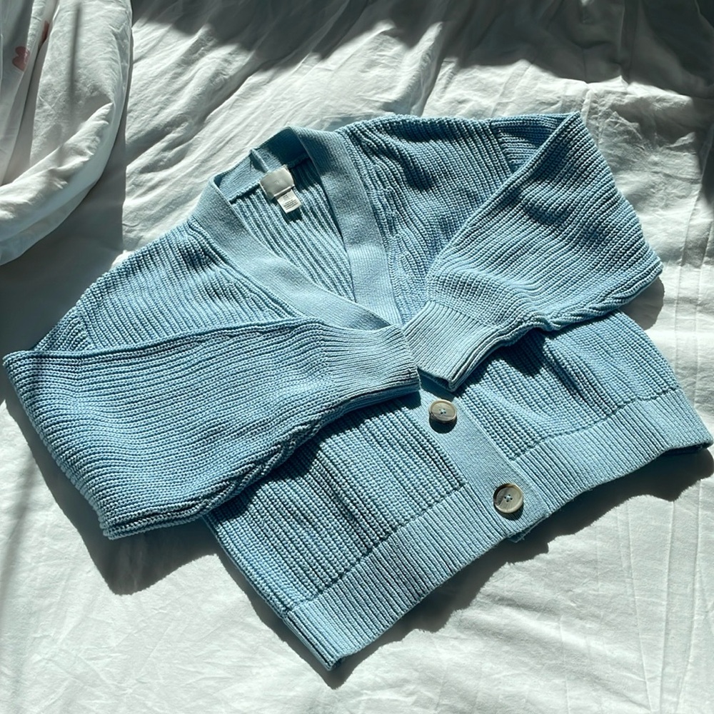 EUC H&M Oversized Blue Button-Up Cardigan